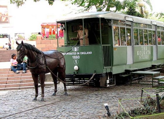 Where will you still find horse drawn trams in Kolkata?