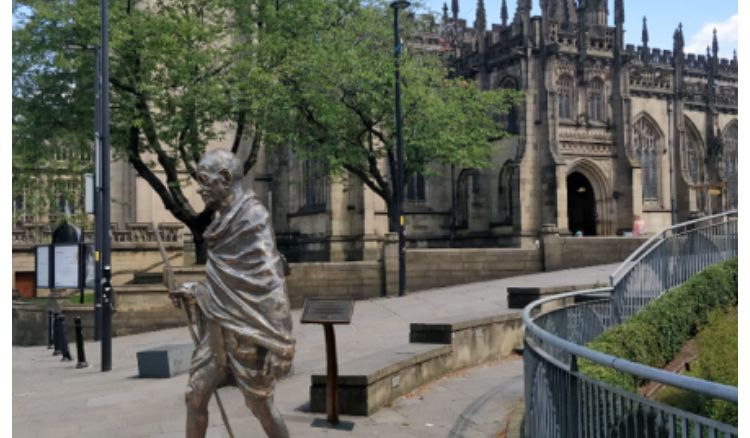 Gandhiji’s statue at Manchestar Cathidral