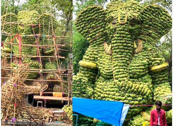 বিভিন্ন জায়গায় বিভিন্ন পুজোর 'পরিবেশবান্ধব' মন্ডপ-মূর্তি তুলে ধরছে নতুন বার্তা